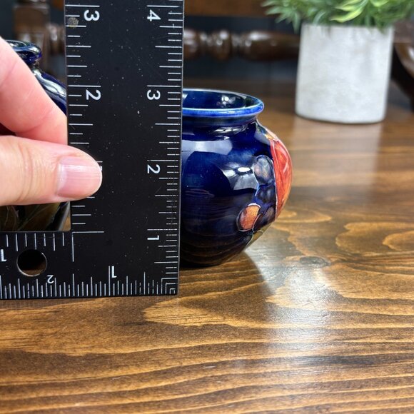 Pair of Vintage Moorcroft Pomegranate Vases Small Hand Painted 1920s-1940s Vases - Picture 13 of 15